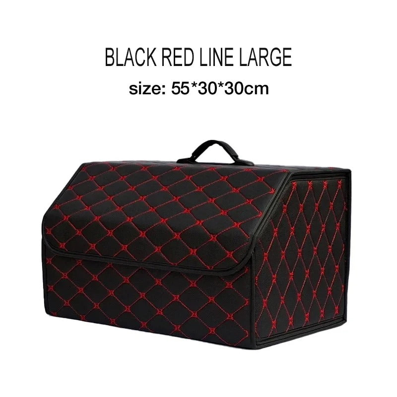 Quilted Leather Car Trunk Organizer Foldable Storage Box – Small / Medium / Large