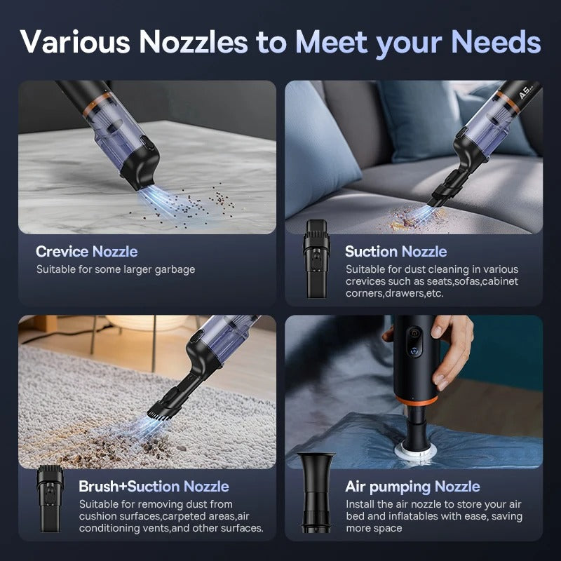 Baseus A5 Air Cordless Car Vacuum Cleaner | 12000PA Strong Suction | Handheld
